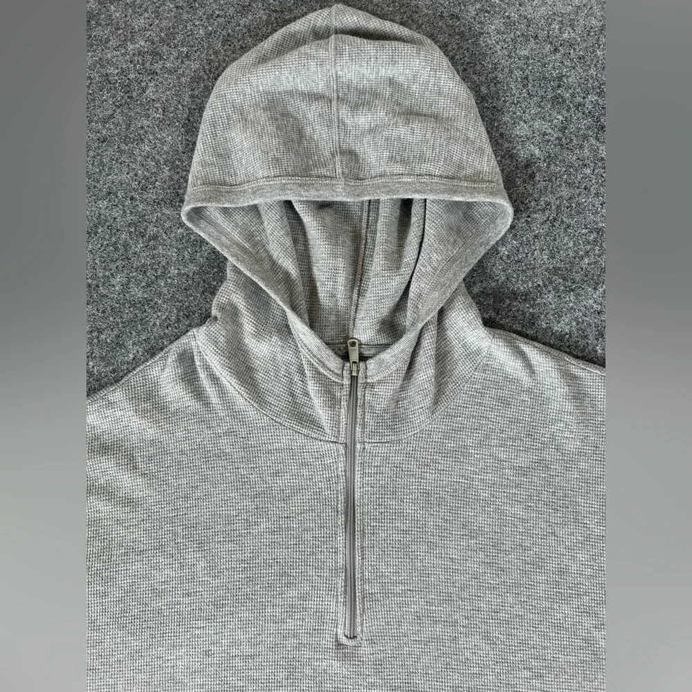 Polo Ralph‎ Lauren Quarter Zip Hoodie Mens 2XL Gray Thermal Waffle Pullover